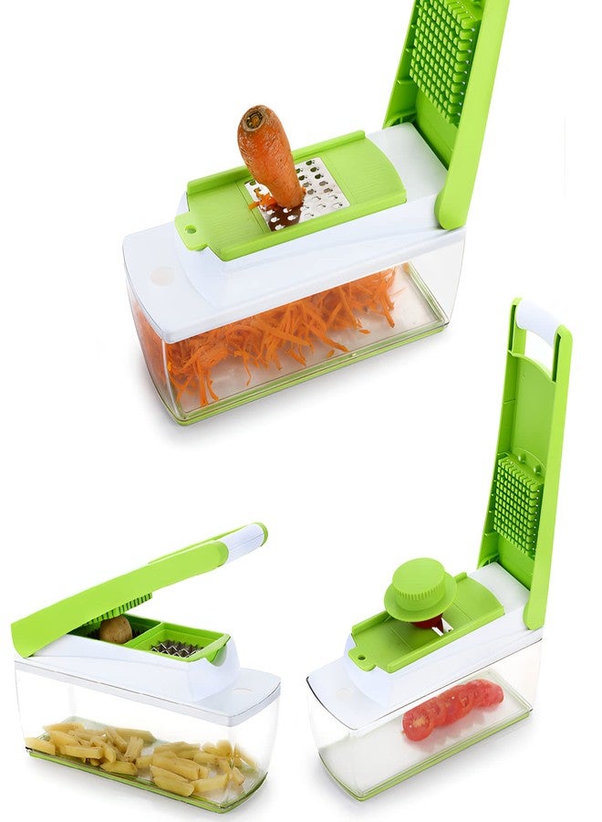 Ganesh ABS Plastic Fruit & Vegetable Chopper Slicer Dicer Grater 14 in 1 (Green) - Image 3